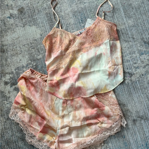 FREE PEOPLE Moonbeams Washed Robe / Sweet Combo Kimono Pajama Set size M - Picture 14 of 15